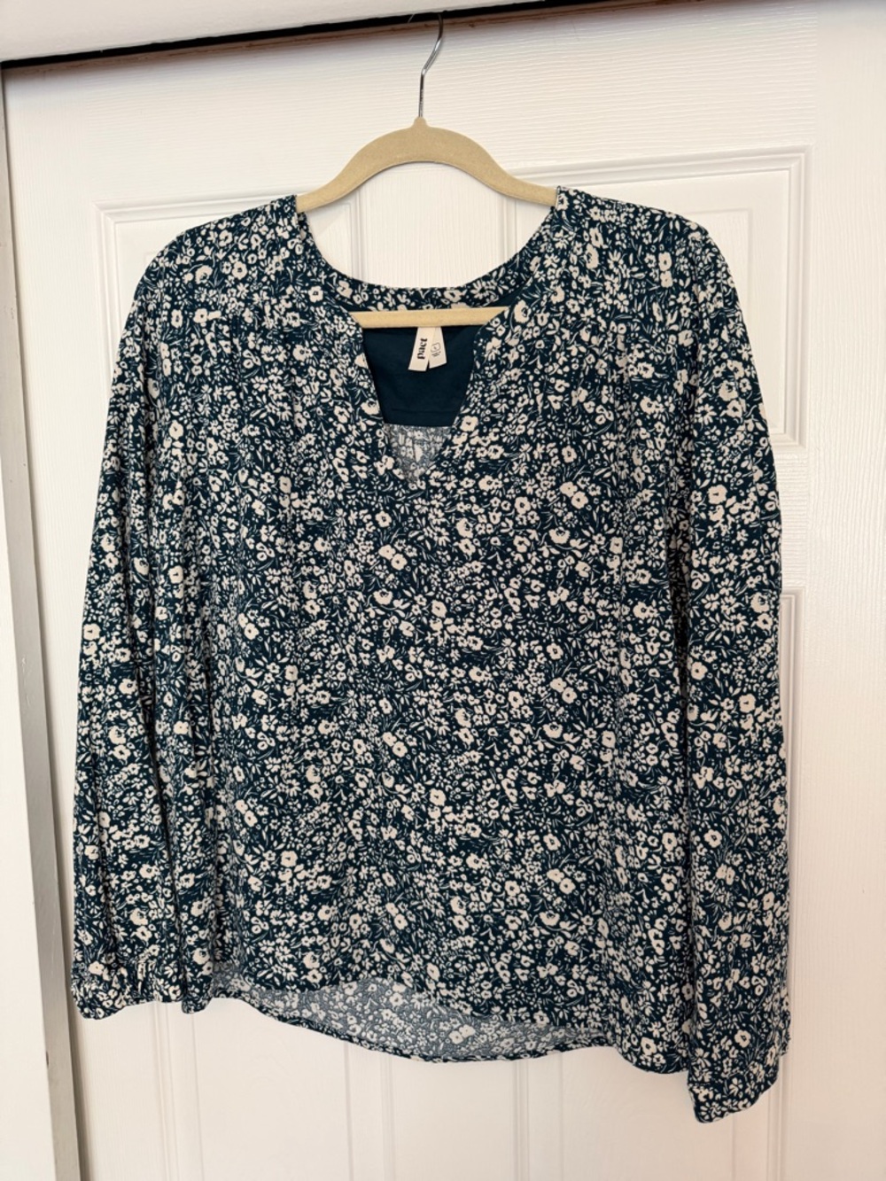 Pact Dark Teal Floral Long-Sleeve Blouse